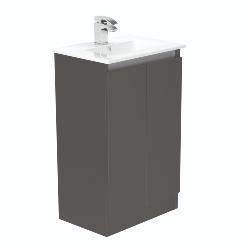 Newland 500mm Slimline Floorstanding Double Door Basin Unit With Ceramic Basin Midnight Mist