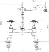 Reginox Samara Traditional Cranked Bridge Kitchen Mixer Tap Chrome SAMARACH