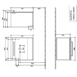 Villeroy & Boch Avento Crystal Black 550mm Wall Hung 1 Door Washbasin and Vanity Unit SAVE13B301