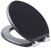 Heritage Soft Close Toilet Seat - Black with Chrome Hinges TSBLA101SC