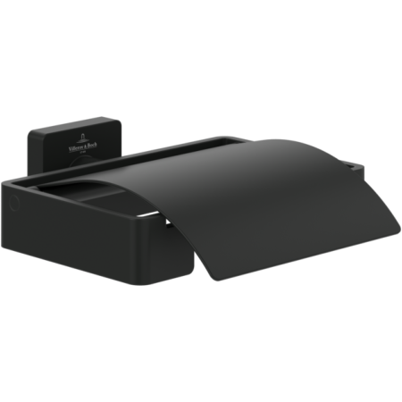 Villeroy & Boch Elements Striking Toilet Roll Holder with Cover Matt Black TVA152013000K5