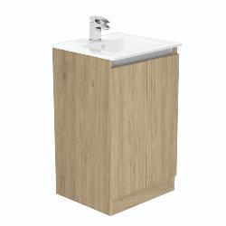 Newland 500mm Floorstanding Double Door Basin Unit With Ceramic Basin Natural Oak