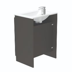 Newland 600mm Floorstanding Double Door Basin Unit With Ceramic Basin Midnight Mist