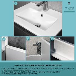 Newland 500mm Slimline Double Door Suspended Basin Unit With Ceramic Basin Midnight Mist