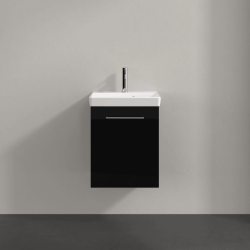 Villeroy & Boch Avento Crystal Black 450mm Wall Hung 1 Door Washbasin and Vanity Unit SAVE17B301