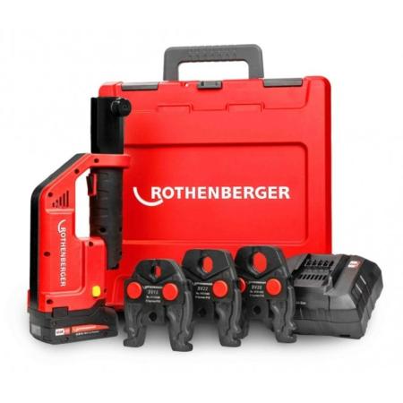 Rothenberger Romax Compact 3.0 Bluetooth Enabled Press Tool & SV Profile Jaw Set 15-22-28mm -