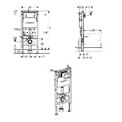 Geberit Alpha 112cmH Frame & Cistern, plus Alpha01 Square Flush Plate 458.040.21.2