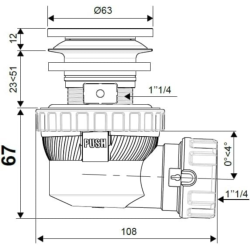 Wirquin Nano 6.7 Quick Clac All-in-One Basin Waste & Trap Black 30724237