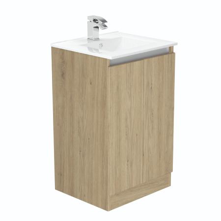 Newland 500mm Floorstanding Double Door Basin Unit With Ceramic Basin Natural Oak