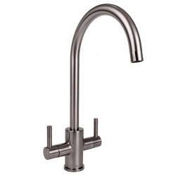 Reginox Genesis Dual Lever Brushed Nickel Contemporary Swan Neck Tap GENESIS BN II