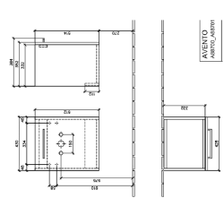 Villeroy & Boch Avento Crystal Grey 450mm Wall Hung 1 Door Washbasin and Vanity Unit SAVE17B101