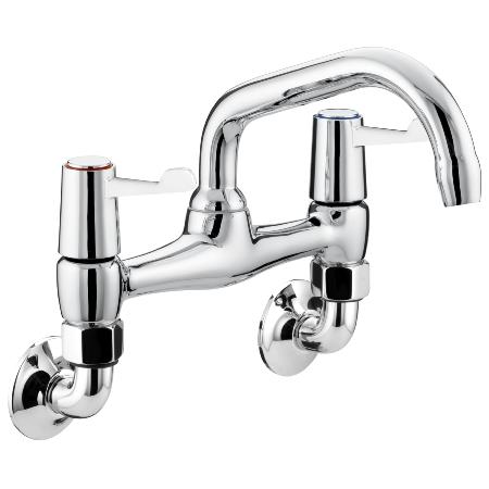 Bristan Lever Wall Mounted Bridge Sink Mixer with Ceramic Disc Valves Chrome VAL2 WMSNK C CD