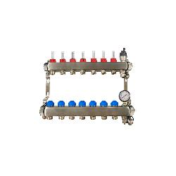 RadiantHeat PRO 7 Port Manifold With Pressure Gauge and Auto Air Vent ZL-117507