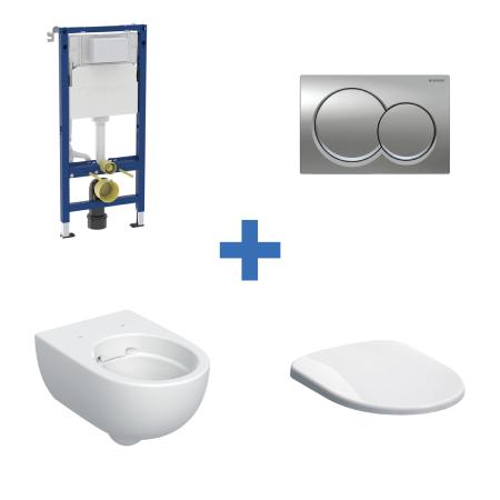 Geberit Wall-Hung 4-in-1 Frame, Flush Plate, Selnova Rimless Pan & Soft Close Seat Pack 118.362.21.2
