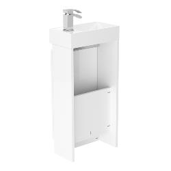 Newland 400mm Single Door Cloakroom Basin Unit With Ceramic Basin White Gloss