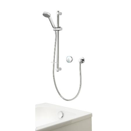 Aqualisa Quartz Blue Smart Divert Concealed Shower with Adjustable Head and Bath Overflow Filler -HP