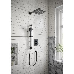 Villeroy & Boch Square Verve Complete Shower Set with Slider Rail Kit in Matt Black VBSSPACK16