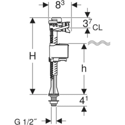 Geberit Type 323AG Bottom Entry Fill Valve with Plastic Nipple 1/2" 136.760.00.1