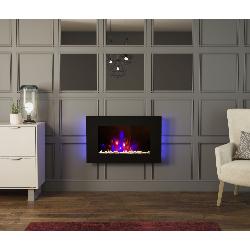 Be Modern Azonto Electric Wall Fire Black Glass 28517