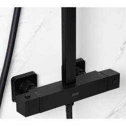 Bristan Craze Black Exposed Bar Shower Valve Kit With Rigid Riser and Diverter CRZ SHXDIVCTFF BLK