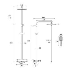 Bristan Craze Black Exposed Bar Shower Valve Kit With Rigid Riser and Diverter CRZ SHXDIVCTFF BLK