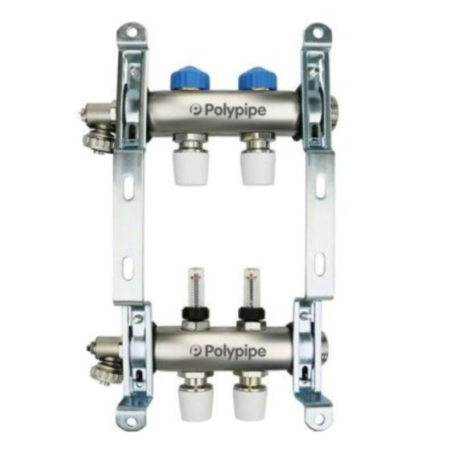 Polypipe 15mm Stainless Steel Manifold Push-Fit 2 Port - Push-Fit Manifold PB12752