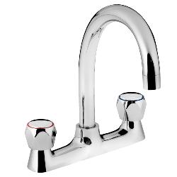 Bristan Club Chrome Plated Deck Sink Mixer with Metal Heads VAC2 DSM C MT