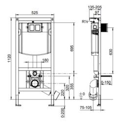 Villeroy & Boch ViConnect 1120mm Toilet Support Frame with Dual Flush Cistern 92092900