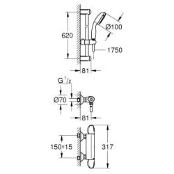 GROHE Grohtherm 1000 Thermostat Shower Set 34557001