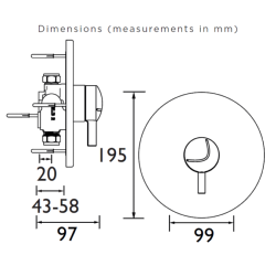 Bristan Opac Concealed Mini Valve with Lever Handles MINI2 TS1203 CL C