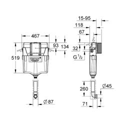 GROHE WC Concealed Cistern 1.2m 6/4L 38661000