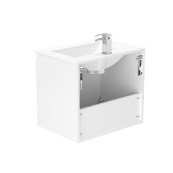 Newland 600mm Double Door Suspended Basin Unit With Ceramic Basin White Gloss