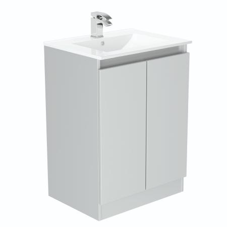 Newland 600mm Floorstanding Double Door Basin Unit With Ceramic Basin Pearl Grey