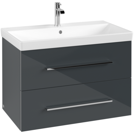 Villeroy & Boch Avento Crystal Grey 800mm Wall Hung 2-Drawer Washbasin and Vanity Unit SAVE05B101