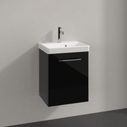 Villeroy & Boch Avento Crystal Black 450mm Wall Hung 1 Door Washbasin and Vanity Unit SAVE17B301