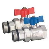 RadiantHeat PRO 1" Ball Valve Set for Manifold Blue & Red Handle (Pair) ZL-4130