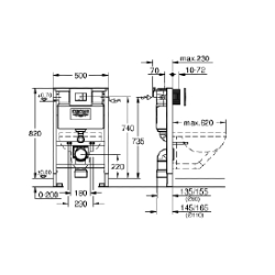 Grohe Rapid SL 3-in-1 Set for WC 820mm Frame and Plate 3877320A