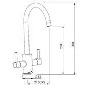 Reginox Genesis Dual Lever Brushed Nickel Contemporary Swan Neck Tap GENESIS BN II