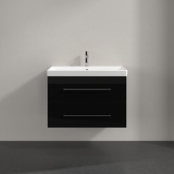 Villeroy & Boch Avento Crystal Black 800mm Wall Hung 2-Drawer Washbasin and Vanity Unit SAVE05B301