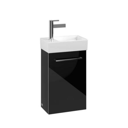 Villeroy & Boch Avento 340 LH Door Cloakroom Vanity Unit With RH Basin Crystal Black SAVE32B301