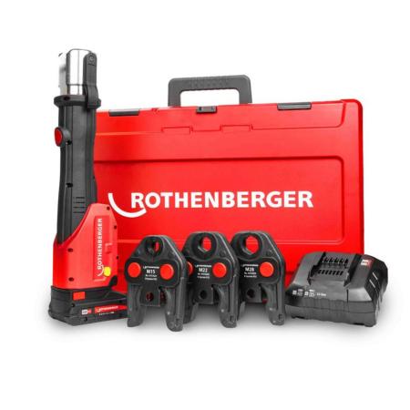 Rothenberger Romax 4000 Press Tool with M Profile Jaw Set 15-22-28mm, Battery, Charger and Carry