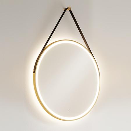 HIB Solstice Matt Brushed Brass 60 Round LED Illuminated Mirror 79520750