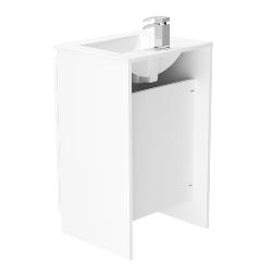 Newland 500mm Floorstanding Double Door Basin Unit With Ceramic Basin White Gloss