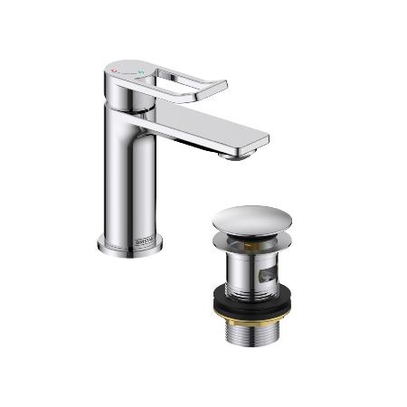 Bristan Saffron Eco Start Small Basin Mixer with Clicker Waste Chrome SAF ES SMBAS C