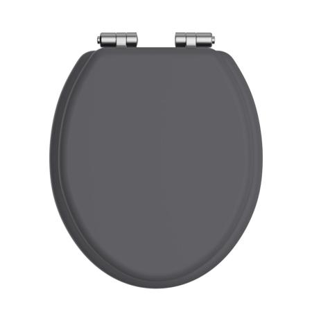 Heritage Soft Close Toilet Seat - Graphite Grey with Chrome Hinges TSGRA101SC