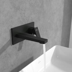 Villeroy & Boch Architectura Square Wall Mounted Single Lever Basin Mixer Matt Black TVW125003000K5