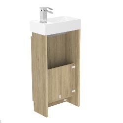 Newland 400mm Single Door Cloakroom Basin Unit With Ceramic Basin Natural Oak