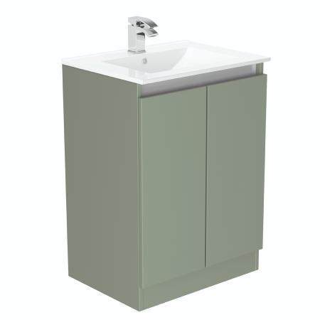 Newland 600mm Floorstanding Double Door Basin Unit With Ceramic Basin Sage Green