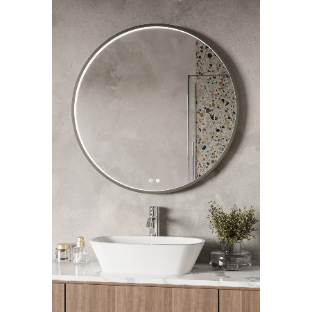 Tranquil Mirage Round Mirror Gunmetal Grey 900mm