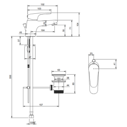 Villeroy & Boch O.novo Start Mini Single Lever Basin Mixer with Pop-up Waste Chrome TVW10514111061